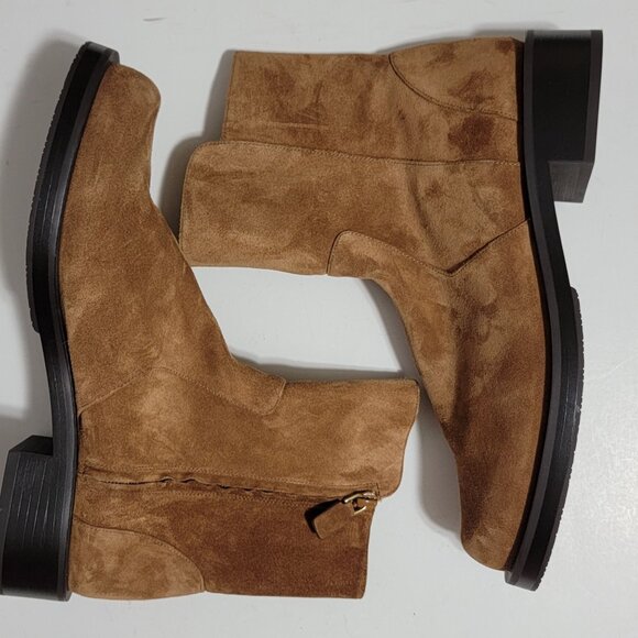 NEW Stuart Weitzman 5050 Bold Zip Boots Womens 9.5 Brown Suede Contemporary - Picture 2 of 9